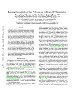 Learning Personalized Attribute Preference via Multi-task AUC
  Optimization