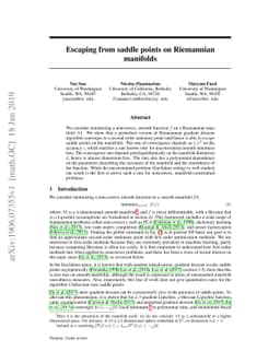 Escaping from saddle points on Riemannian manifolds