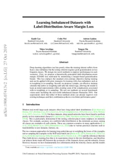 Learning Imbalanced Datasets with Label-Distribution-Aware Margin Loss