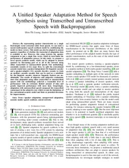 A Unified Speaker Adaptation Method for Speech Synthesis using
  Transcribed and Untranscribed Speech with Backpropagation