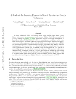 A Study of the Learning Progress in Neural Architecture Search
  Techniques