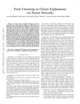 From Clustering to Cluster Explanations via Neural Networks