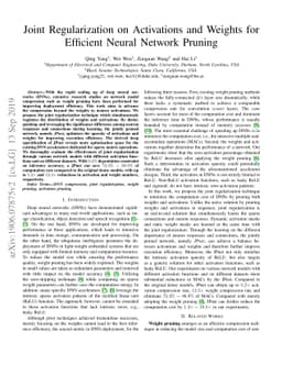 Joint Regularization on Activations and Weights for Efficient Neural
  Network Pruning