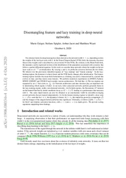 Disentangling feature and lazy training in deep neural networks