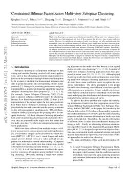 Constrained Bilinear Factorization Multi-view Subspace Clustering