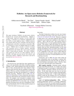 PyRobot: An Open-source Robotics Framework for Research and Benchmarking
