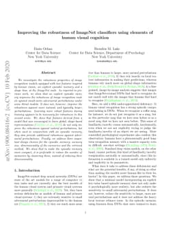 Improving the robustness of ImageNet classifiers using elements of human
  visual cognition