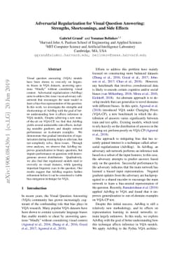 Adversarial Regularization for Visual Question Answering: Strengths,
  Shortcomings, and Side Effects