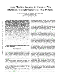 Using Machine Learning to Optimize Web Interactions on Heterogeneous
  Mobile Multi-cores