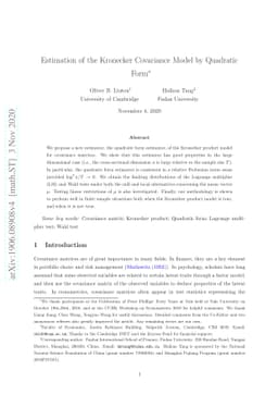 Estimation of the Kronecker Covariance Model by Quadratic Form