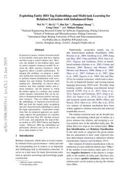 Exploiting Entity BIO Tag Embeddings and Multi-task Learning for
  Relation Extraction with Imbalanced Data