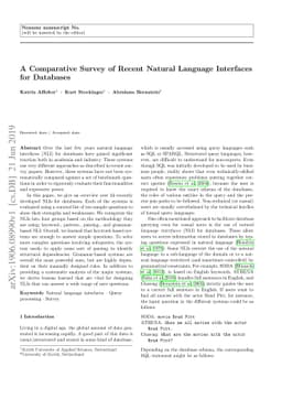 A Comparative Survey of Recent Natural Language Interfaces for Databases