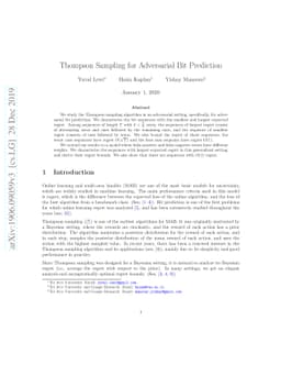 Thompson Sampling for Adversarial Bit Prediction