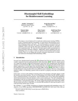 Disentangled Skill Embeddings for Reinforcement Learning