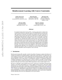 Reinforcement Learning with Convex Constraints