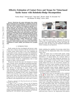 Effective Estimation of Contact Force and Torque for Vision-based
  Tactile Sensor with Helmholtz-Hodge Decomposition