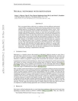 Neural networks with motivation