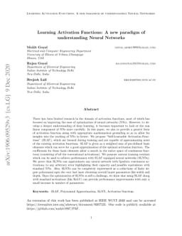 Learning Activation Functions: A new paradigm for understanding Neural
  Networks