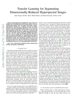 Transfer Learning for Segmenting Dimensionally-Reduced Hyperspectral
  Images