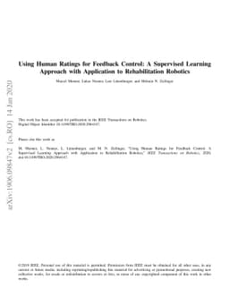 Using Human Ratings for Feedback Control: A Supervised Learning Approach
  with Application to Rehabilitation Robotics
