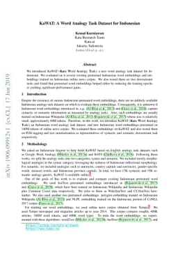 KaWAT: A Word Analogy Task Dataset for Indonesian