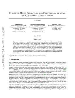 Classical Music Prediction and Composition by means of Variational
  Autoencoders