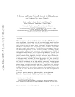A Review on Neural Network Models of Schizophrenia and Autism Spectrum
  Disorder