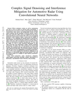 Complex Signal Denoising and Interference Mitigation for Automotive
  Radar Using Convolutional Neural Networks