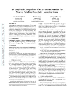 An Empirical Comparison of FAISS and FENSHSES for Nearest Neighbor
  Search in Hamming Space