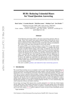 RUBi: Reducing Unimodal Biases in Visual Question Answering