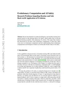 Evolutionary Computation and AI Safety: Research Problems Impeding
  Routine and Safe Real-world Application of Evolution