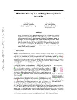 Mutual exclusivity as a challenge for deep neural networks
