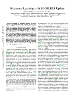 Dictionary Learning with BLOTLESS Update