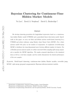 Bayesian Clustering for Continuous-Time Hidden Markov Models
