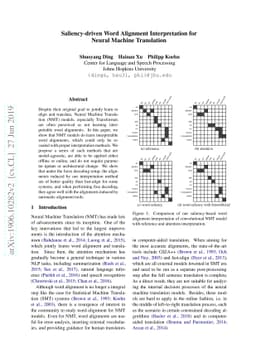Saliency-driven Word Alignment Interpretation for Neural Machine
  Translation