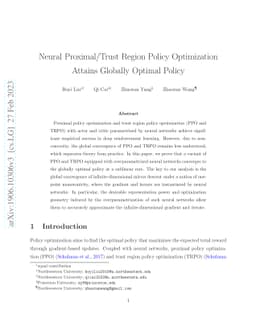 Neural Proximal/Trust Region Policy Optimization Attains Globally
  Optimal Policy