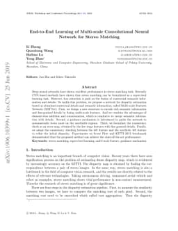 End-to-End Learning of Multi-scale Convolutional Neural Network for
  Stereo Matching