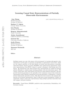 Learning Causal State Representations of Partially Observable
  Environments