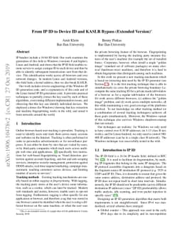 From IP ID to Device ID and KASLR Bypass (Extended Version)