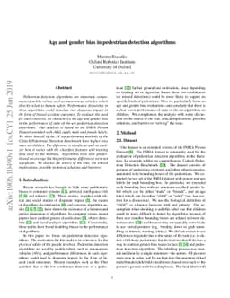Age and gender bias in pedestrian detection algorithms