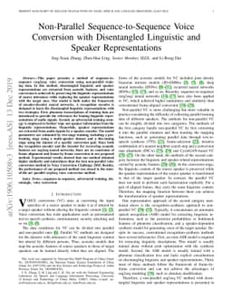 Non-Parallel Sequence-to-Sequence Voice Conversion with Disentangled
  Linguistic and Speaker Representations