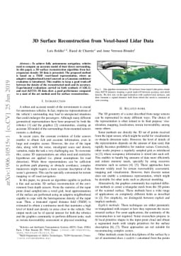 3D Surface Reconstruction from Voxel-based Lidar Data