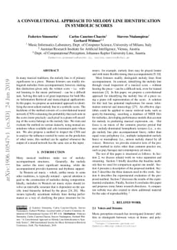 A Convolutional Approach to Melody Line Identification in Symbolic
  Scores