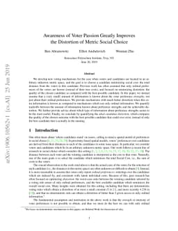 Awareness of Voter Passion Greatly Improves the Distortion of Metric
  Social Choice