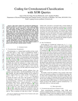 Coding for Crowdsourced Classification with XOR Queries