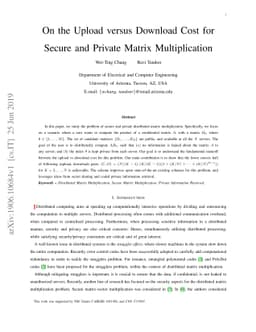 On the Upload versus Download Cost for Secure and Private Matrix
  Multiplication