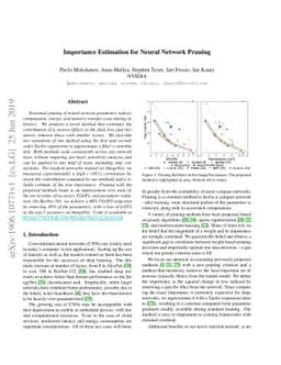 Importance Estimation for Neural Network Pruning