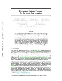 Hierarchical Optimal Transport for Document Representation