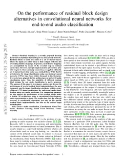 On the performance of residual block design alternatives in
  convolutional neural networks for end-to-end audio classification