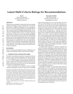 Latent Multi-Criteria Ratings for Recommendations